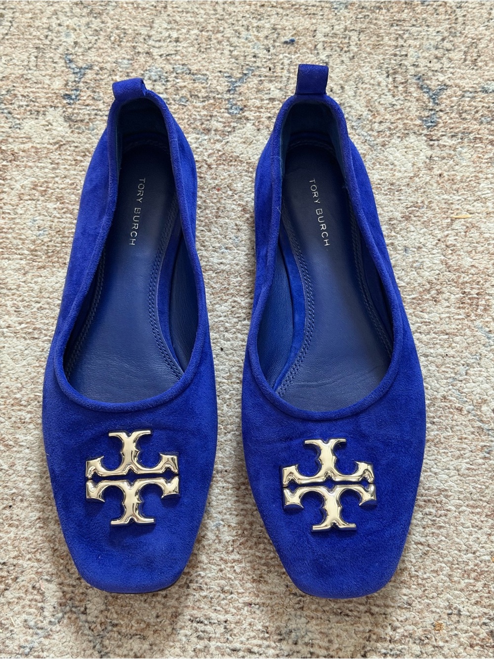 Tory Burch Royal Blue Suede Eleanor Ballet Flats size 7 1/2.